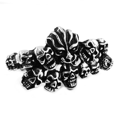 Gothic Stainless Steel Skull Ring SWR0345 - Click Image to Close